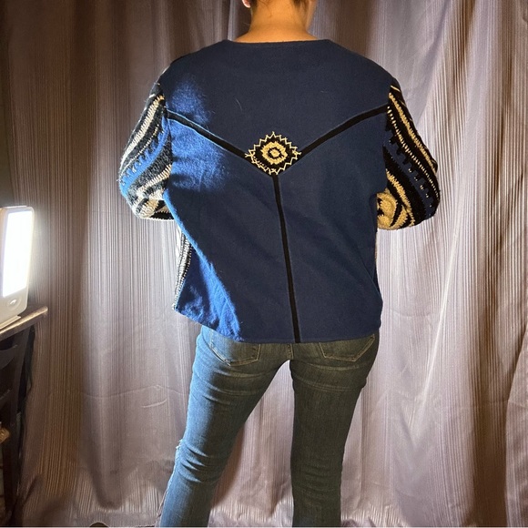 fabulous vintage funky cobalt blue wool jacket // size XL - Picture 4 of 12